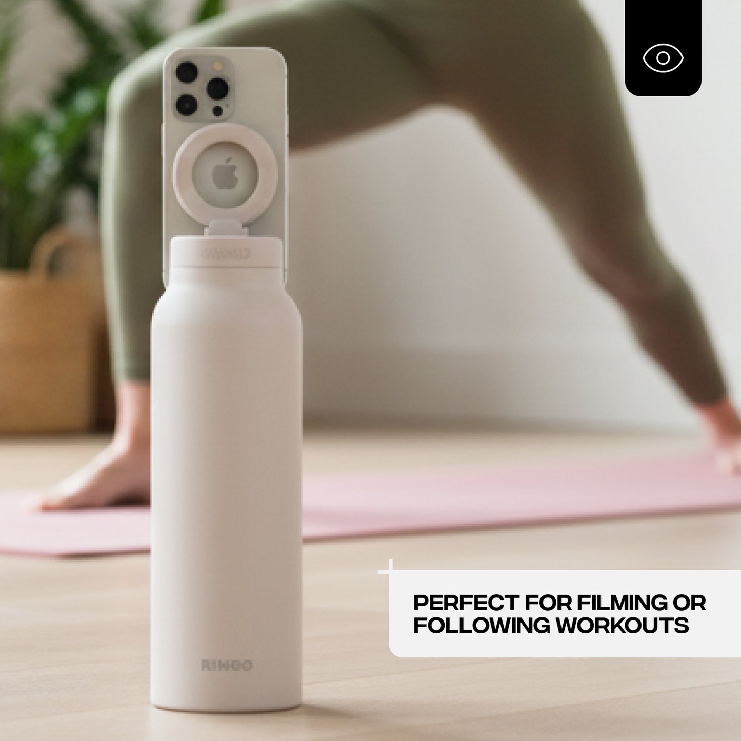 RINGO PRO -Gym Outdoor Activities Water Bottle Magnetic Phone Holder Insulated With Mount Stand For Daily Hydration 710ml