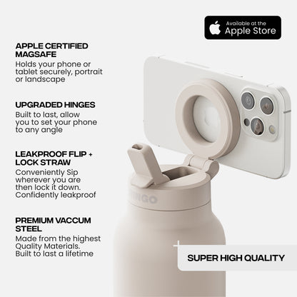 RINGO PRO -Gym Outdoor Activities Water Bottle Magnetic Phone Holder Insulated With Mount Stand For Daily Hydration 710ml