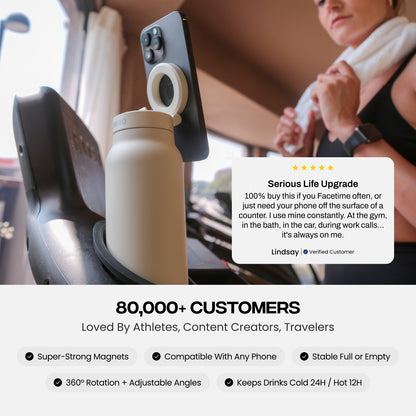 RINGO PRO -Gym Outdoor Activities Water Bottle Magnetic Phone Holder Insulated With Mount Stand For Daily Hydration 710ml