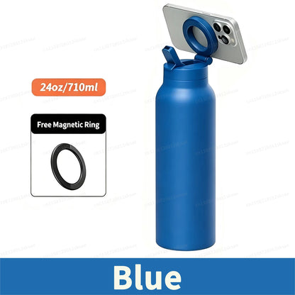 RINGO PRO -Gym Outdoor Activities Water Bottle Magnetic Phone Holder Insulated With Mount Stand For Daily Hydration 710ml