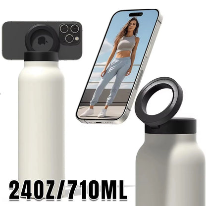 RINGO PRO -Gym Outdoor Activities Water Bottle Magnetic Phone Holder Insulated With Mount Stand For Daily Hydration 710ml