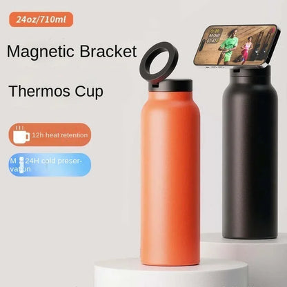 RINGO PRO -Gym Outdoor Activities Water Bottle Magnetic Phone Holder Insulated With Mount Stand For Daily Hydration 710ml