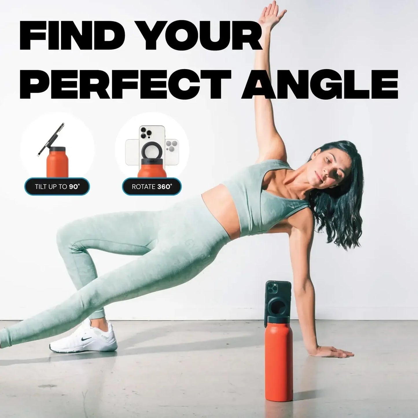 RINGO PRO -Gym Outdoor Activities Water Bottle Magnetic Phone Holder Insulated With Mount Stand For Daily Hydration 710ml