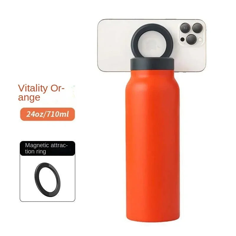 RINGO PRO -Gym Outdoor Activities Water Bottle Magnetic Phone Holder Insulated With Mount Stand For Daily Hydration 710ml